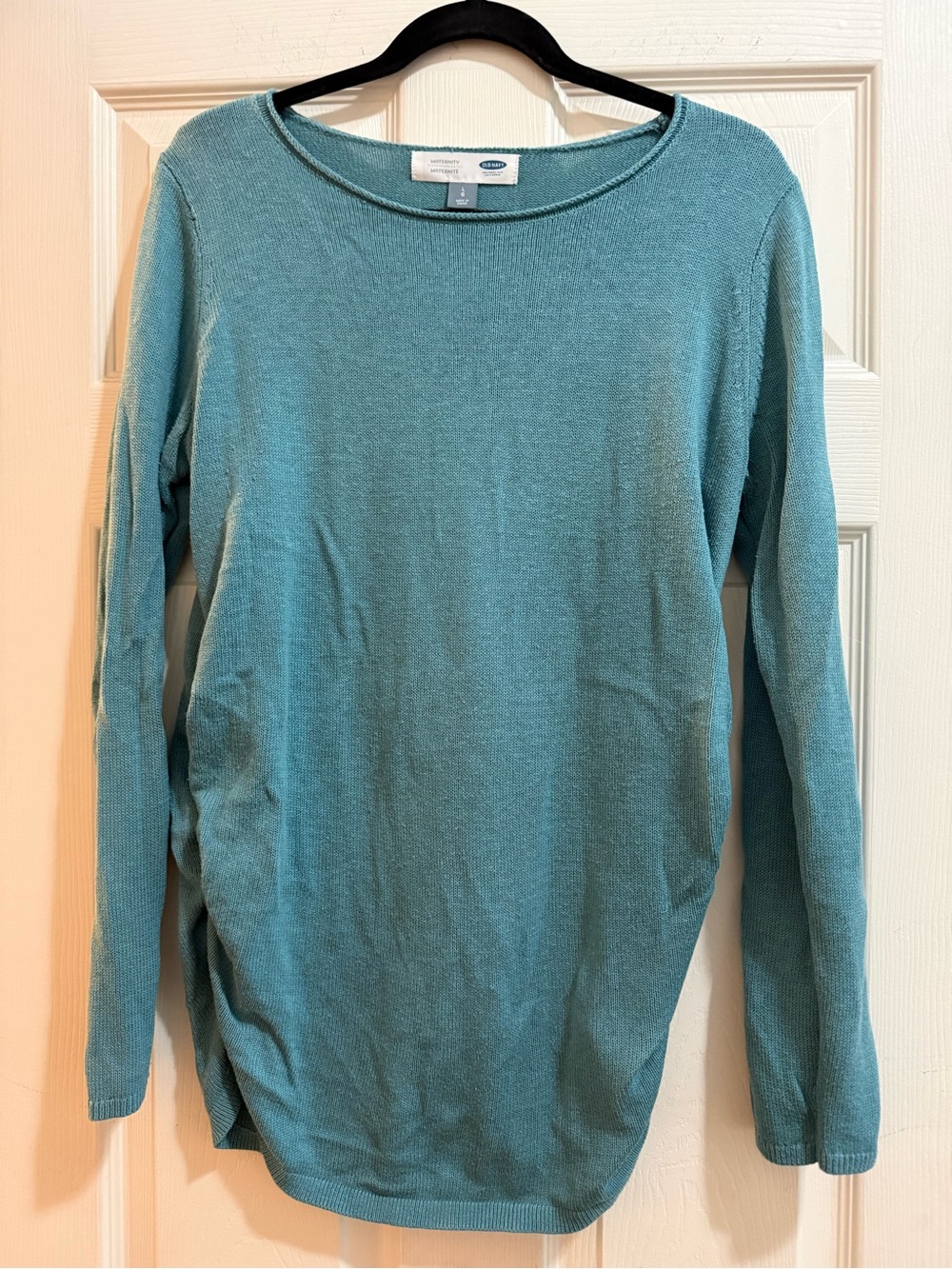 Teal Long Sleeve Crewneck Maternity Sweater